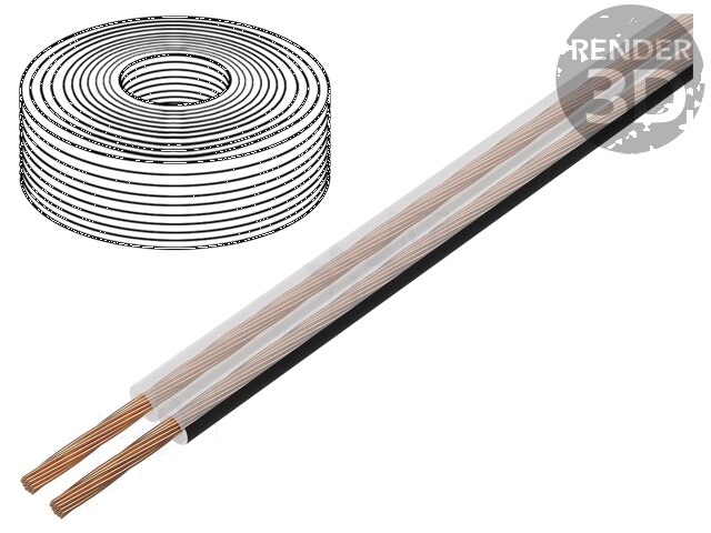 Leiding: voor luidsprekers; TLYp; 2x1mm2; koord; Cu; transparant Leiding: voor luidsprekers; TLYp; 2x1mm2; koord; Cu; transparant